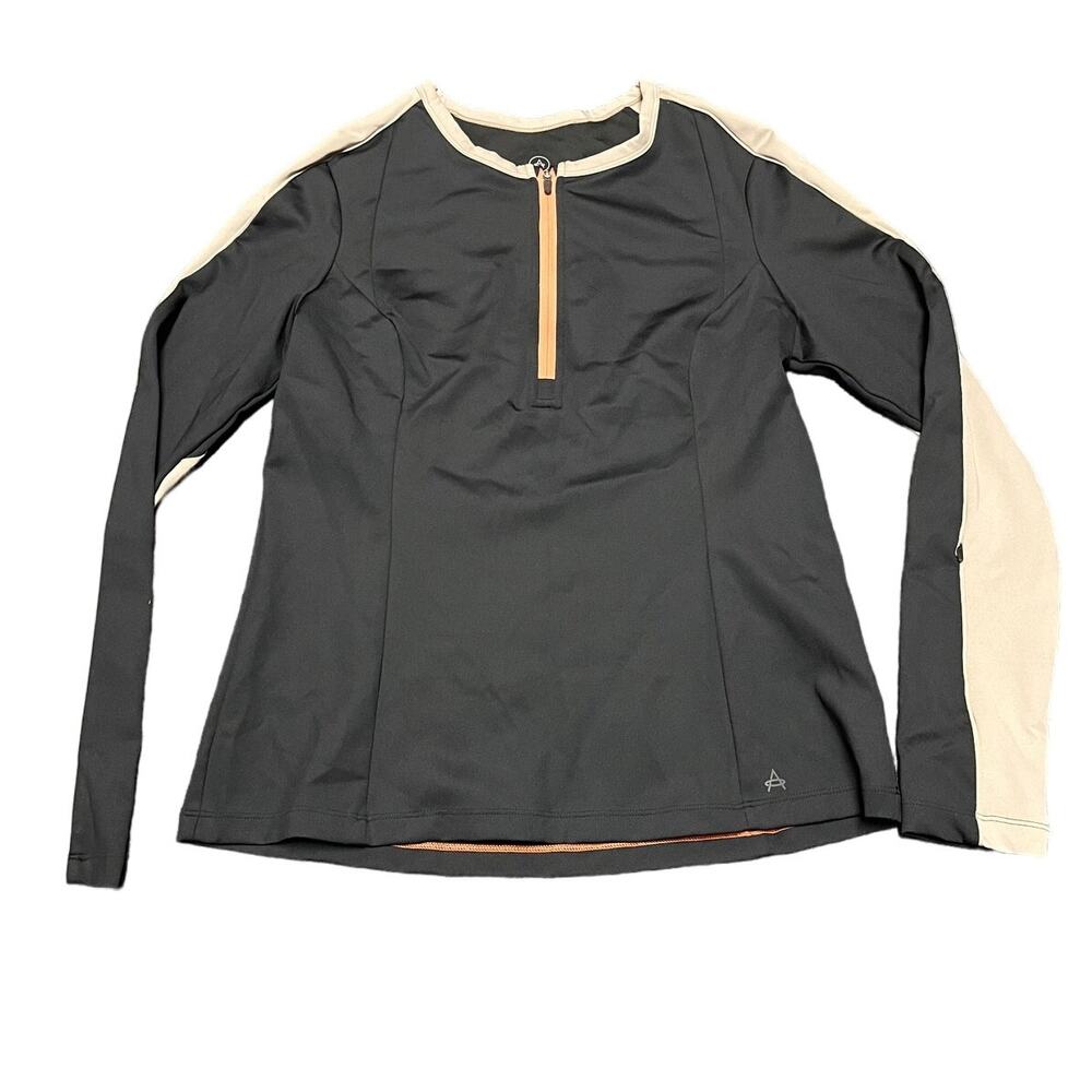 AETHER Women's 1/2 Zip Sleeve Pocket Sweater in‎ Black Medium Athletic